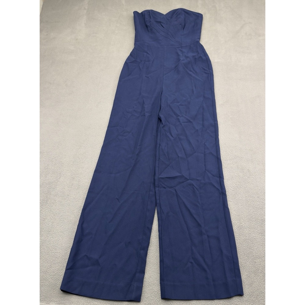 Lily‎ Pulitzer Strapless Kylo Navy Blue Jumpsuit Size 00 Wide Leg Crepe NWT 218 - Picture 4 of 14